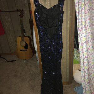 Glittery Dark blue Mermaid body Prom dress